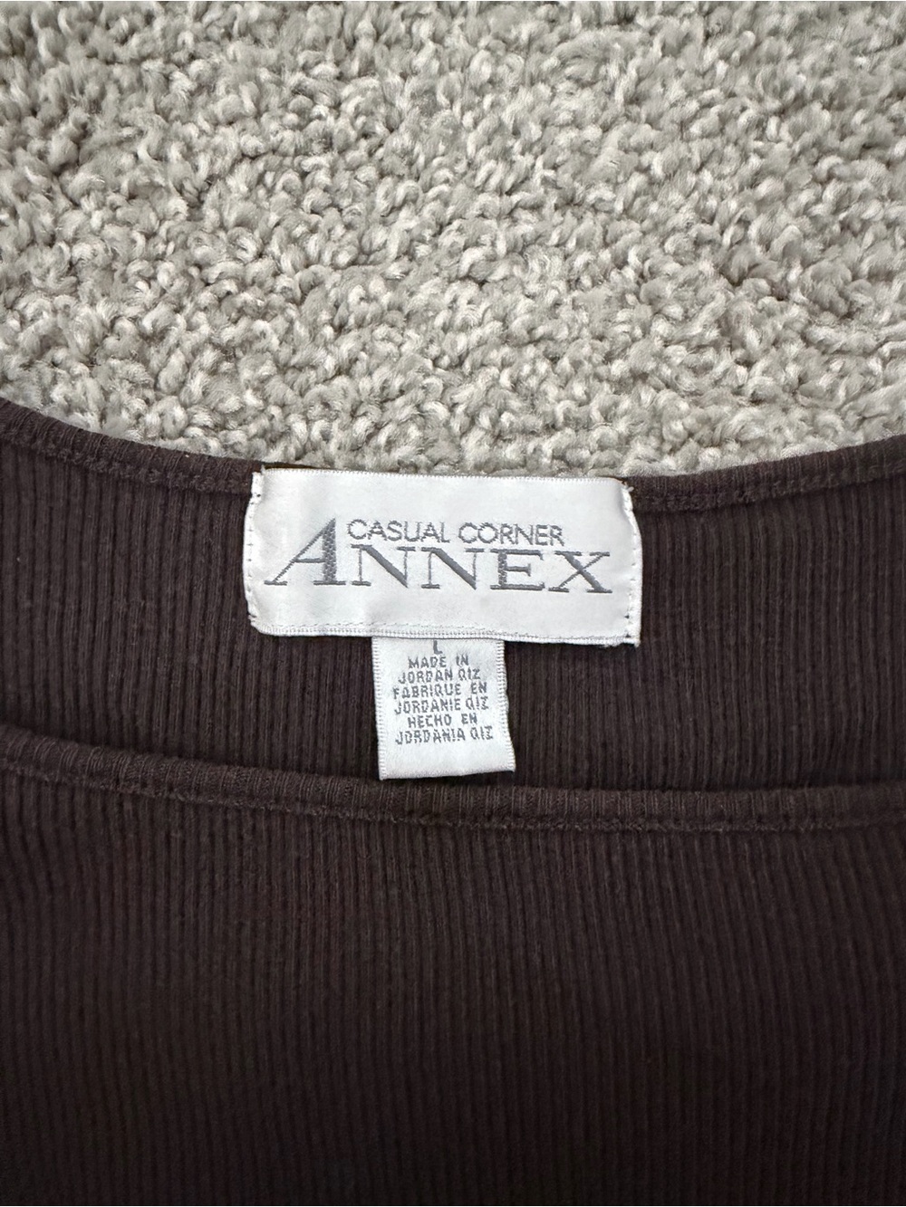 Casual Corner Annex Dark Brown Ribbed Crew Sweater